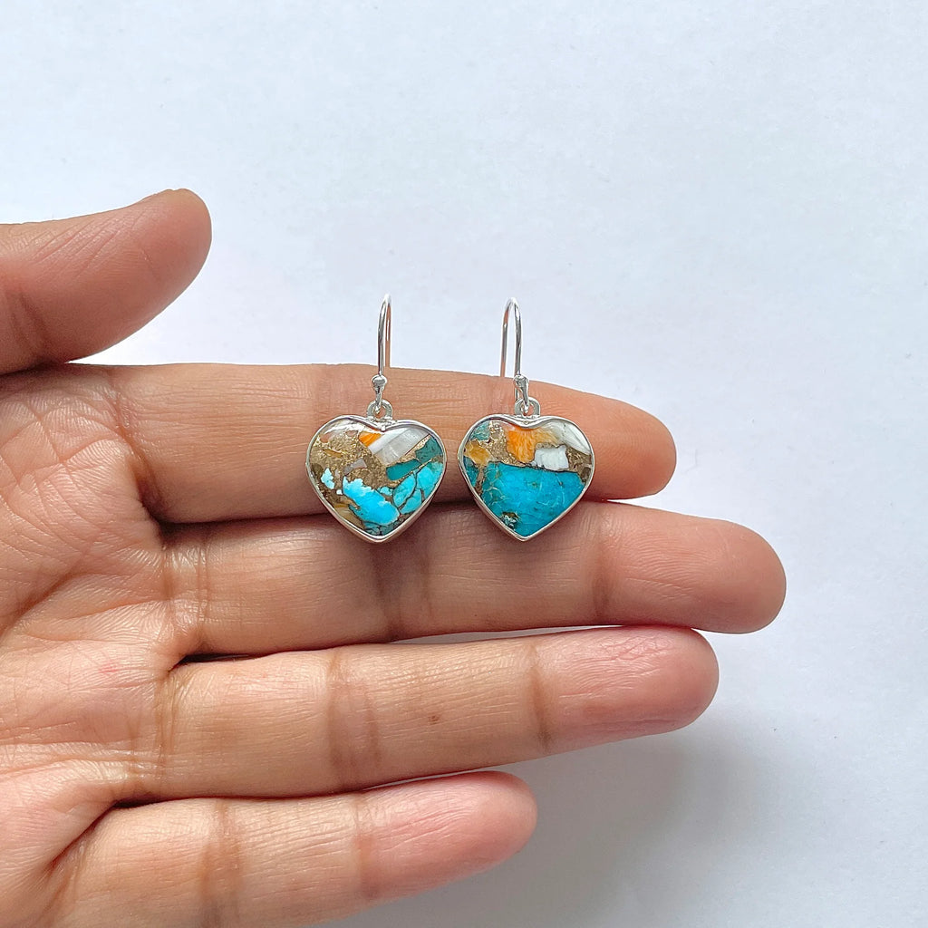 Cercei Spiny Oyster Turquoise din argint | Model 2, pietre semipretioase - druzy.ro 2 