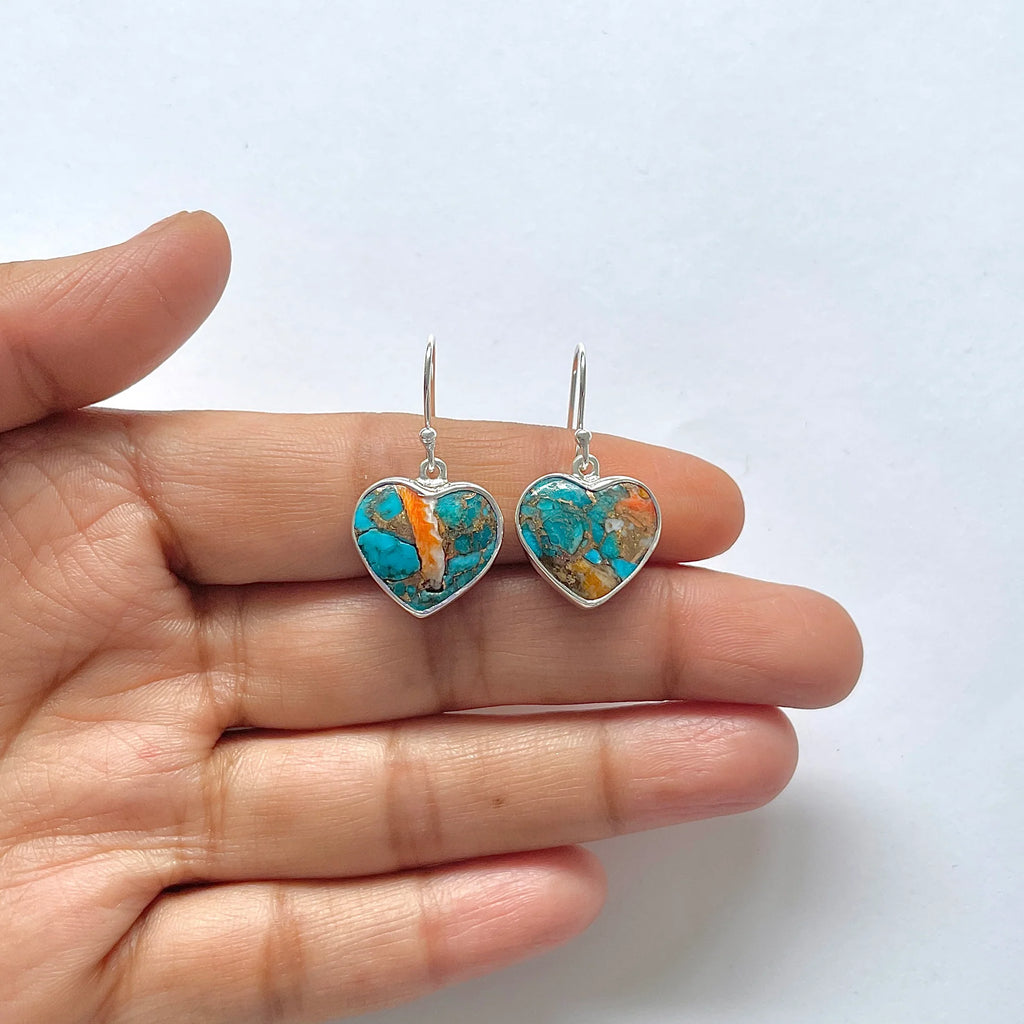 Cercei Spiny Oyster Turquoise din argint | Model 1, pietre semipretioase - druzy.ro 2 