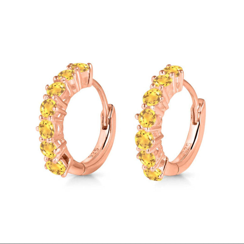 Cercei citrin HOOP model Pink, pietre semipretioase - druzy.ro 2 