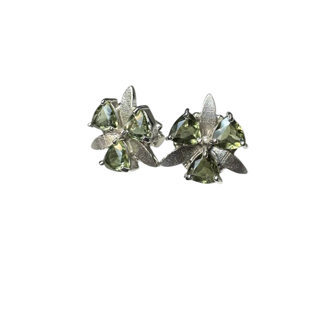 Cercei moldavit din argint | Flower, pietre semipretioase - druzy.ro 1 