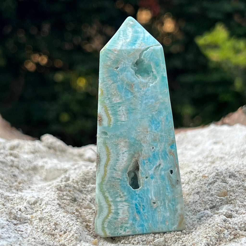 Turn/obelisc aragonit albastru m5, druzy.ro, cristale 3