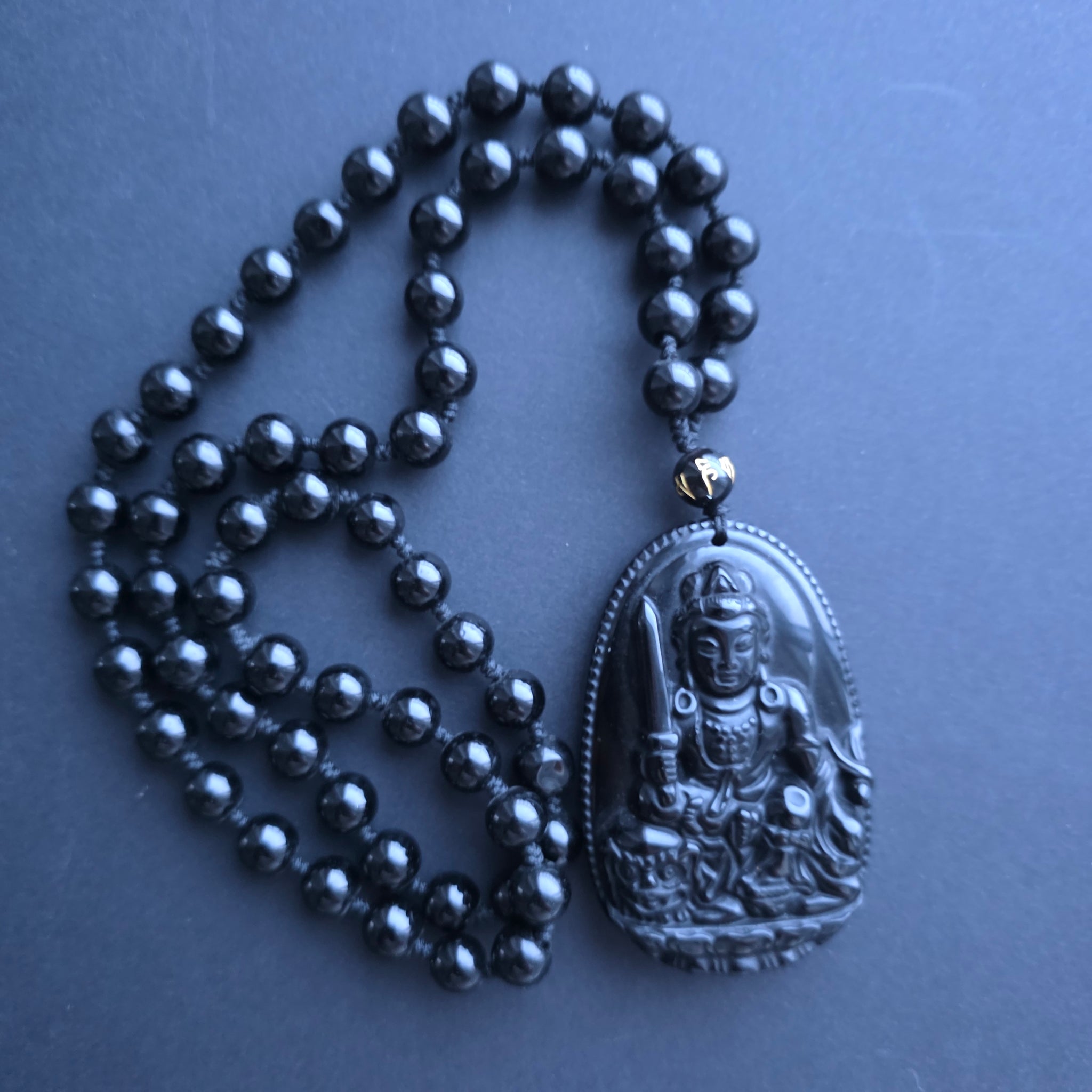 Colier amuleta obsidian negru | Buddha – DRUZY