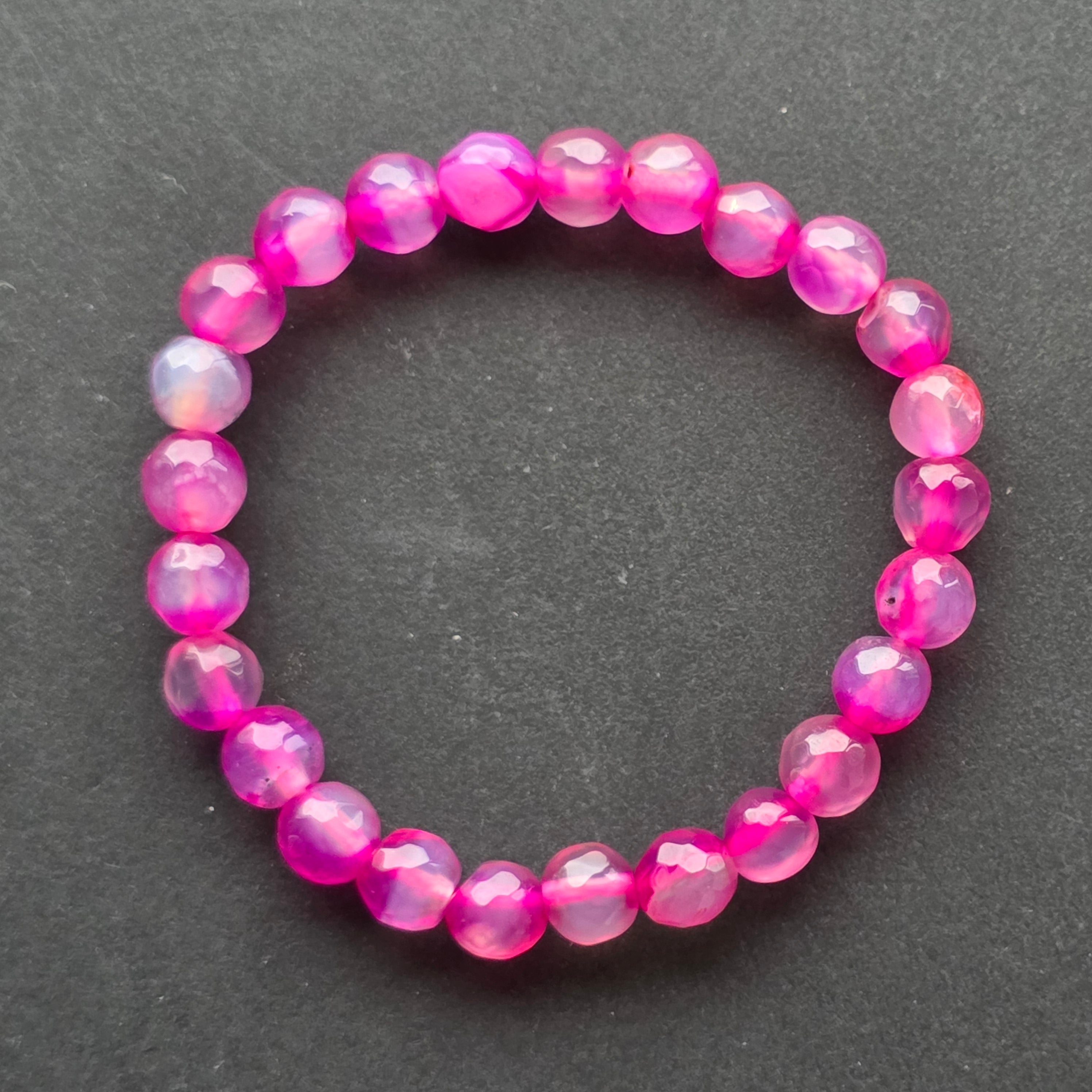 Bratara copii fatetata agat roz 6 mm | Model 1 – DRUZY